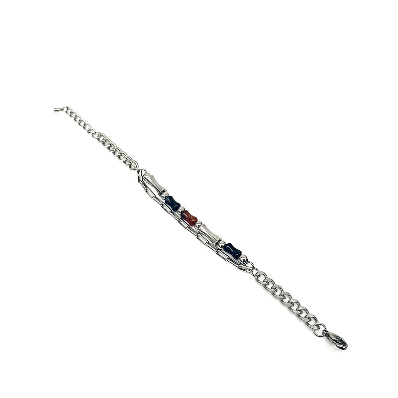 Niche Vòng Tay Hai Lớp Bằng Đá Mã Não Nhẹ Cao Cấp Phong Cách Hip Hop