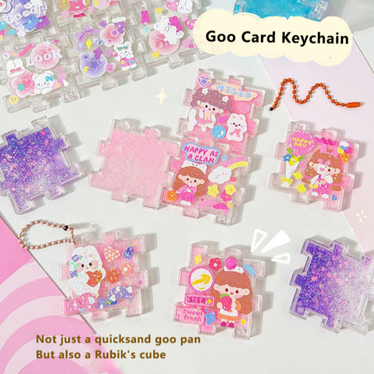 Set 6 Thẻ Đồ Chơi Xếp Hình Goo Pan Goo Dạng Móc Khóa DIY Dành Cho Trẻ Em