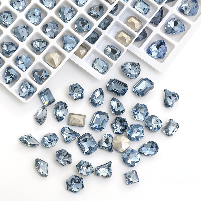 Mặt Kính Đính Đá Sapphire Nhân Tạo Nhiều Hình Dạng Trang Trí Nghệ Thuật Diy