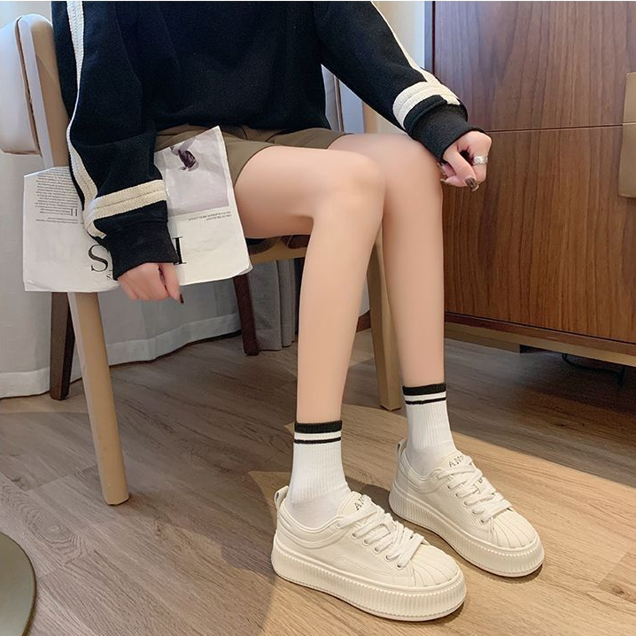 One more shoes⭐Giày Thể Thao Đế Dày Đa Năng Mũi Vỏ Sò Màu Trắng Nhỏ Nhắn Thời Trang Mùa Xuân Cho Nữ