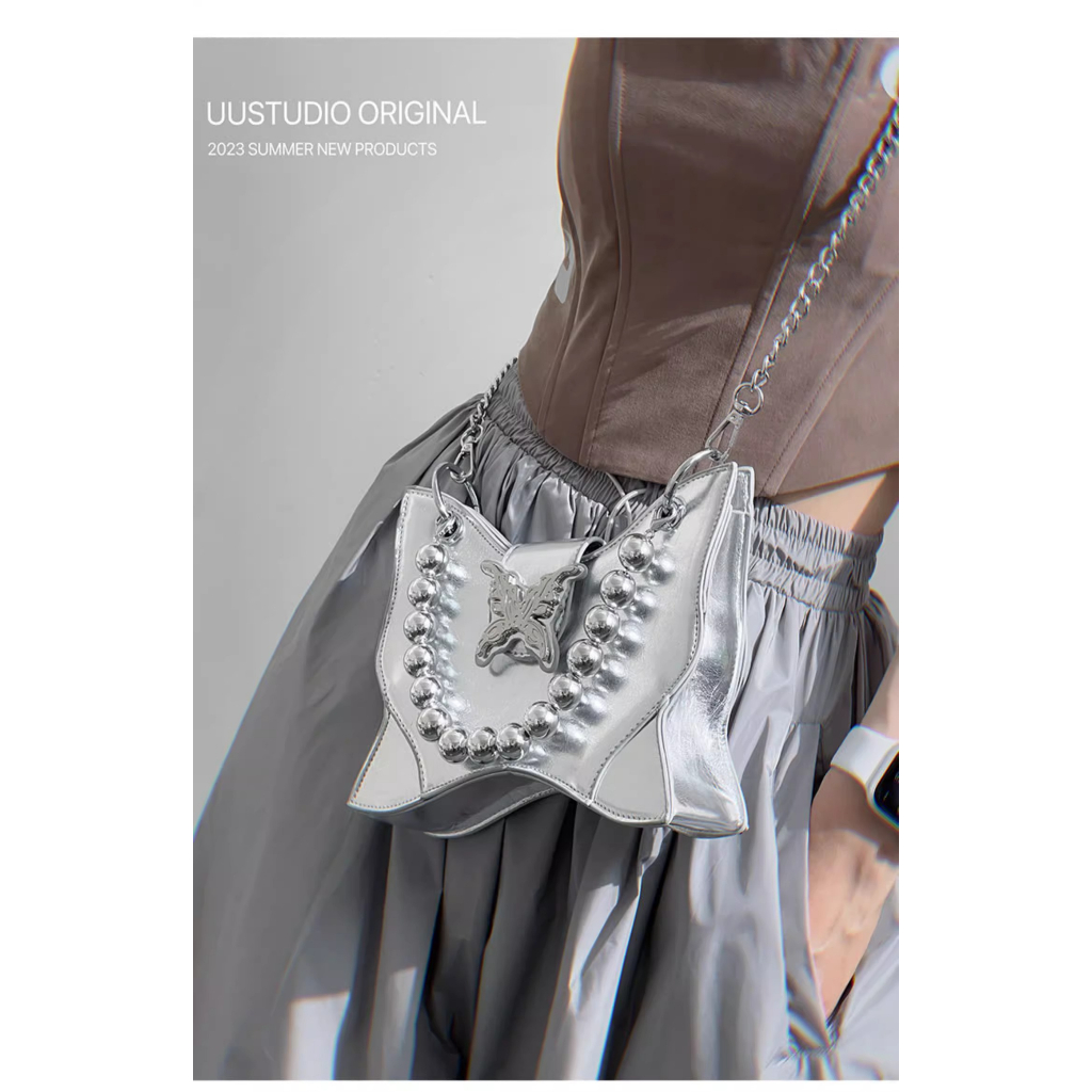 Túi Đeo Chéo Mini Màu Bạc Họa Tiết  Thời Trang 2023 Cho Nữ