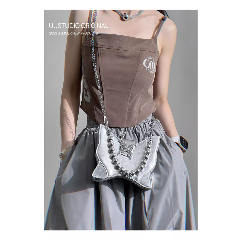 Túi Đeo Chéo Mini Màu Bạc Họa Tiết  Thời Trang 2023 Cho Nữ