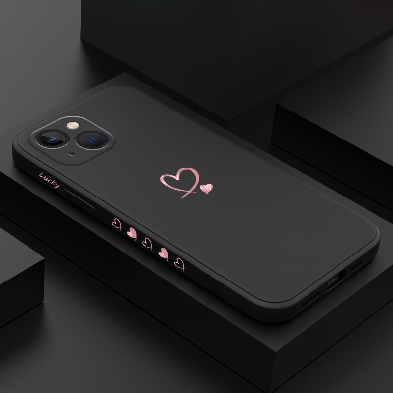 Ốp Điện Thoại Silicon Dẻo Họa Tiết Trái Tim Trái tim màu hồng Cho IPhone 13Pro 13 12 Mini Pro 5G Max