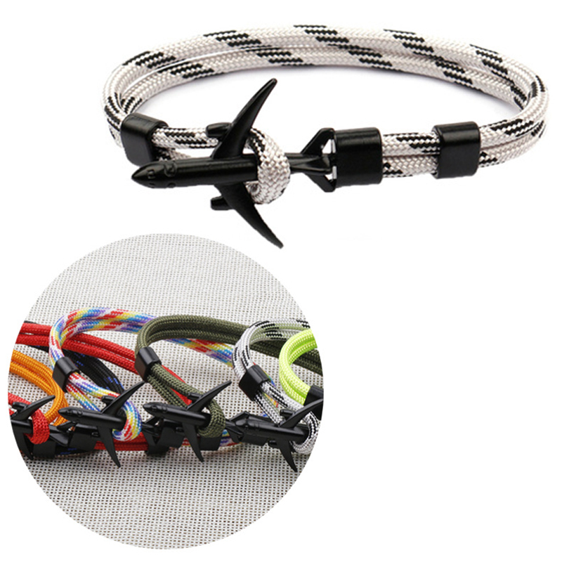 Vòng Tay Dây Polyester Mặt Hình Mỏ Neo Máy Bay Thời Trang Cho Nam Và Nữ