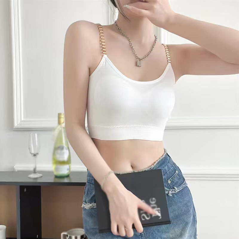 Áo Croptop Hai Dây Có Mút Đệm Màu Trơn Cổ Chữ V Gợi Cảm Thời Trang Mùa Hè Phong Cách Hàn Quốc Cho Nữ