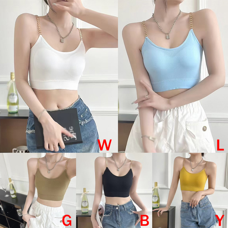 Áo Croptop Hai Dây Có Mút Đệm Màu Trơn Cổ Chữ V Gợi Cảm Thời Trang Mùa Hè Phong Cách Hàn Quốc Cho Nữ
