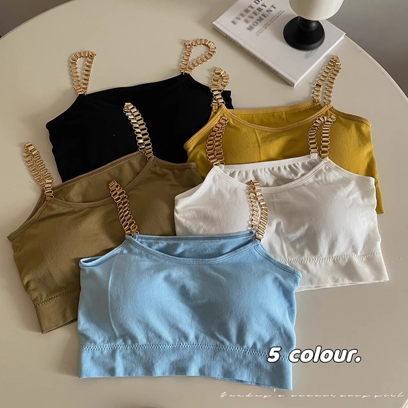 Áo Croptop Hai Dây Có Mút Đệm Màu Trơn Cổ Chữ V Gợi Cảm Thời Trang Mùa Hè Phong Cách Hàn Quốc Cho Nữ