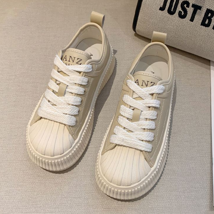 One more shoes⭐Giày Thể Thao Đế Dày Đa Năng Mũi Vỏ Sò Màu Trắng Nhỏ Nhắn Thời Trang Mùa Xuân Cho Nữ