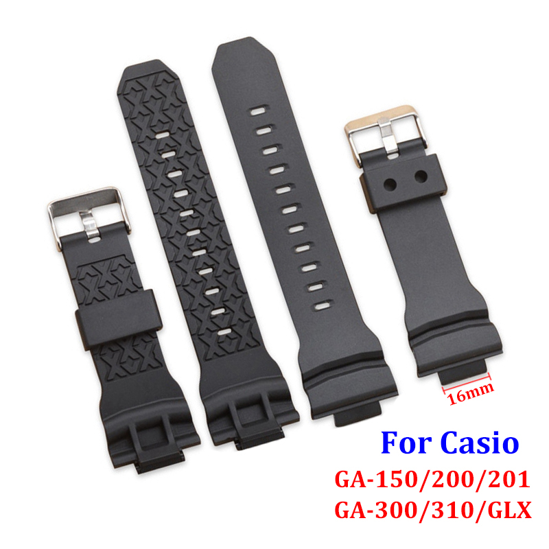 Dây Đeo Thay Thế Bằng Cao Su TPU Silicone Mềm 16mm Cho Casio G-shock GA-150 / 200 / 201 / 300 / 310 / GLX