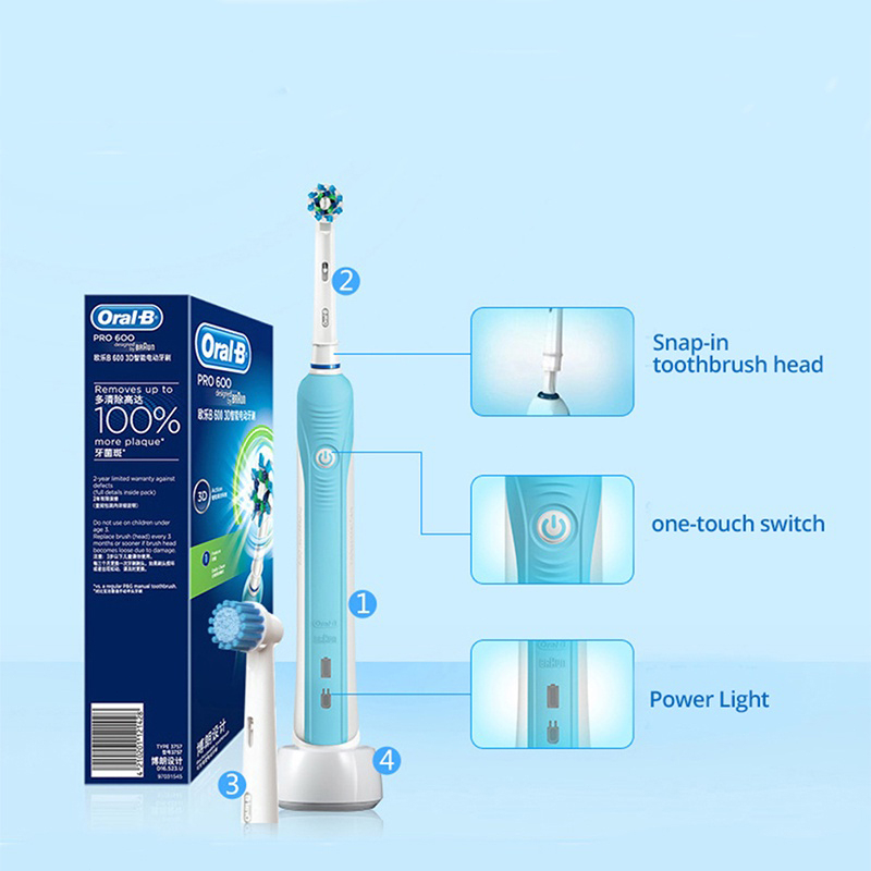 Bàn chải đánh răng điện ORAL-B Pro600 3D cao cấp có thể sạc lại