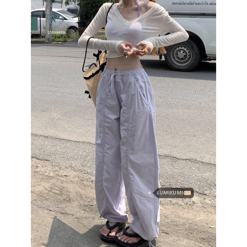 Quần Ống Rộng Phối Dây Rút Phong Cách Hàn Quốc Thời Trang Mùa Hè Mới Cho Nữ