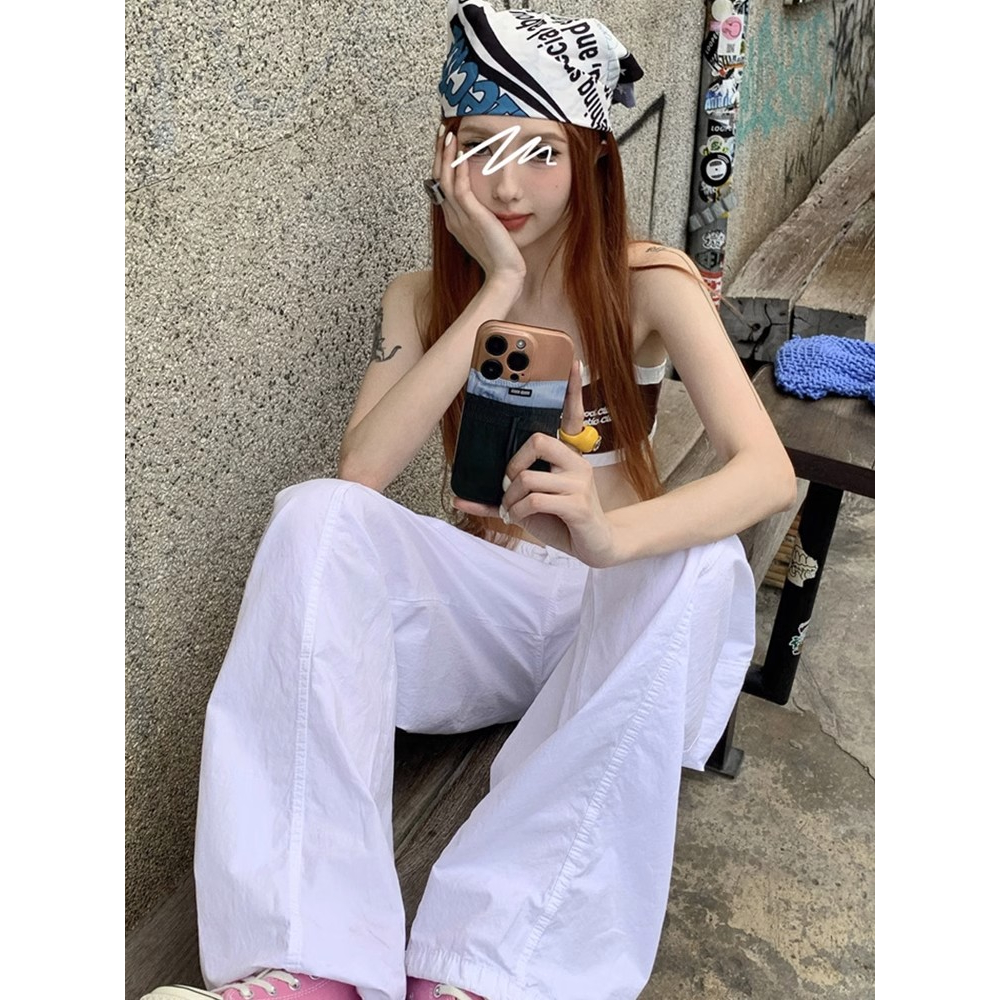 Quần Ống Rộng Phối Dây Rút Phong Cách Hàn Quốc Thời Trang Mùa Hè Mới Cho Nữ