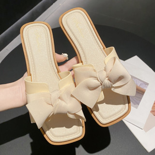 Dép lê nữ đính nơ dễ thương thoải mái phong cách Hàn Quốc