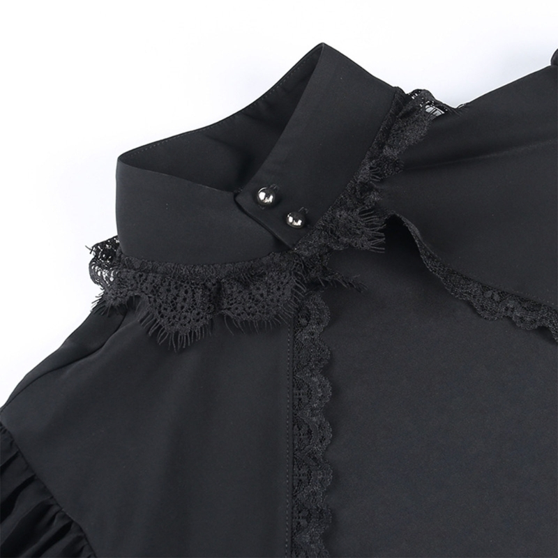 Áo Hoodie Croptop Tay Dài Phồng Màu Đen Thời Trang