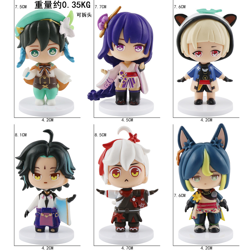 Set 6 Mô Hình Nhân Vật MiHoYo 7-8cm Bằng PVC