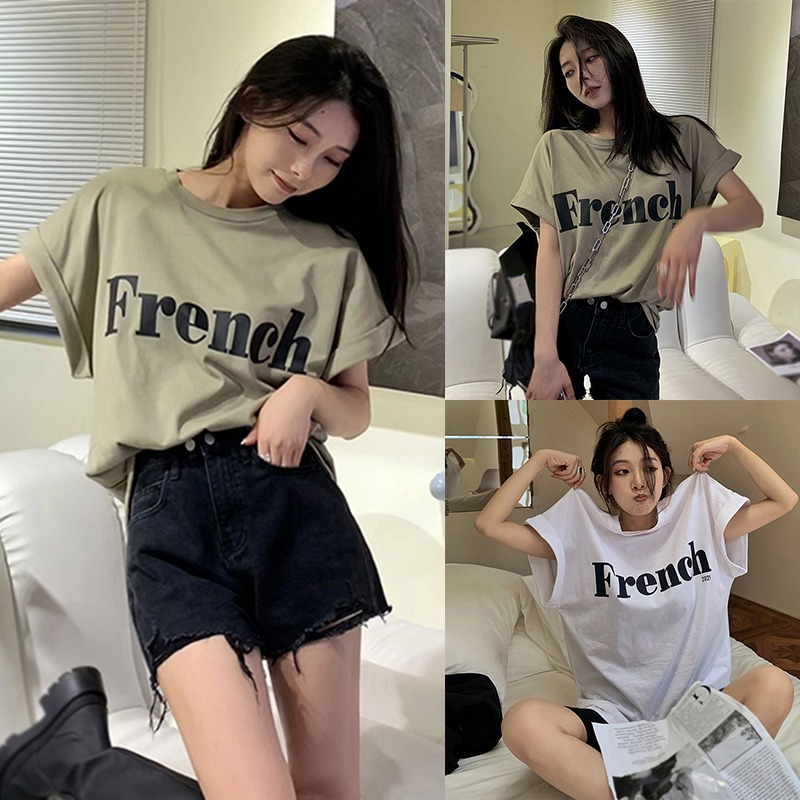 Áo Thun Nữ Cổ Tròn Ngắn Tay In Chữ