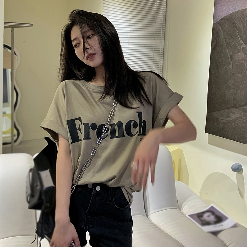 Áo Thun Nữ Cổ Tròn Ngắn Tay In Chữ