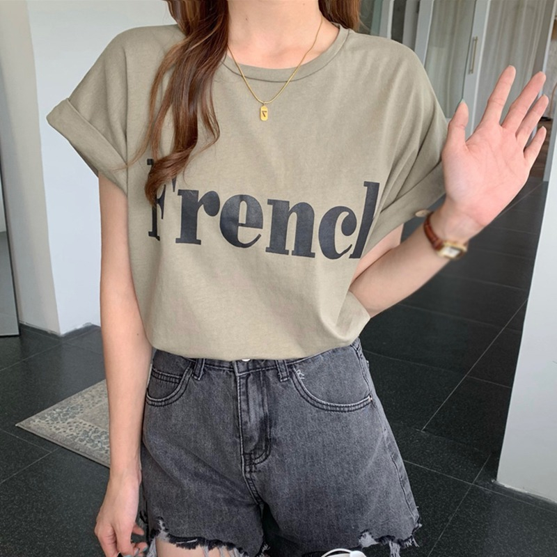 Áo Thun Nữ Cổ Tròn Ngắn Tay In Chữ