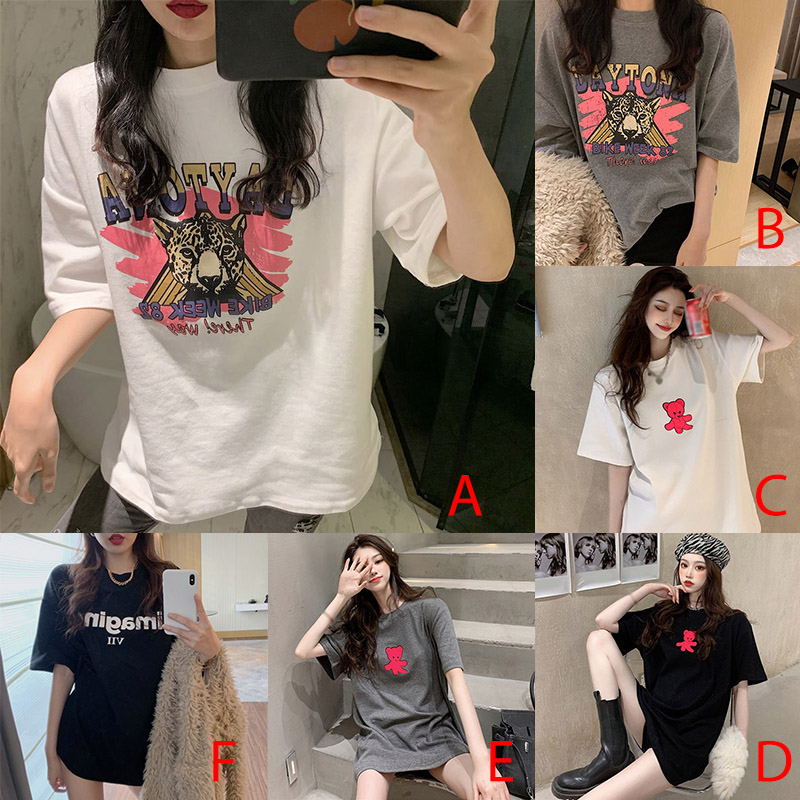 Áo Thun Tay Ngắn Dáng Rộng Hoạ Tiết Chú Gấu Đáng Yêu