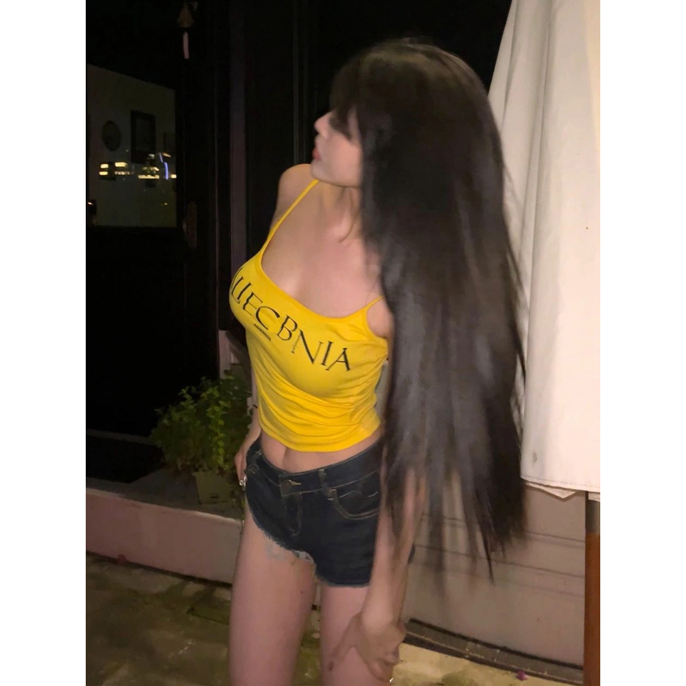 Áo tank top Màu Vàng y2k Ôm Dáng Gợi Cảm Cho Nữ