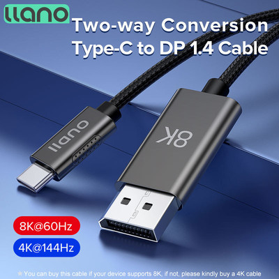 Dây Cáp Chuyển Đổi 1.8M 8K Type-C Sang DP 1.4 Cho Laptop / Màn Hình / PC / Switch PS4 PS5