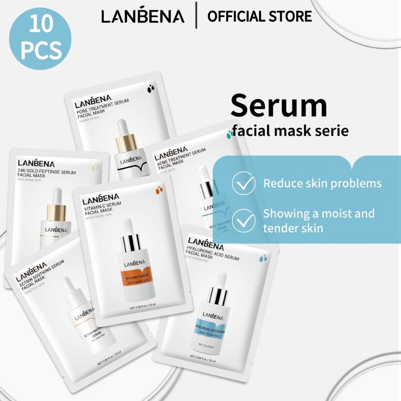 【10PCS】Set 10 Mặt Nạ Lanbena 25ml Dưỡng Ẩm Làm Trắng Sáng Và Chống Nếp Nhăn