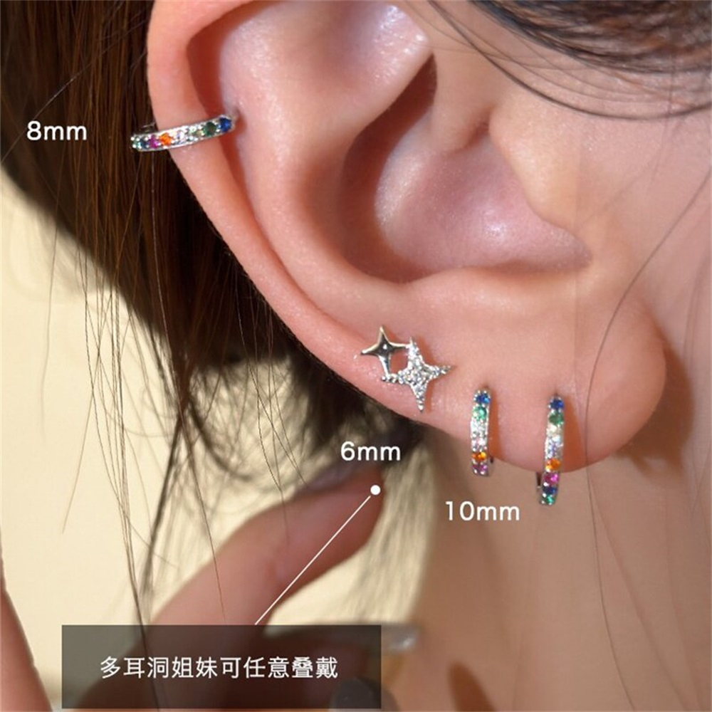 Khuyên tai vàng hồng/vàng/bạc 6-10mm móc tai cá tính thời trang