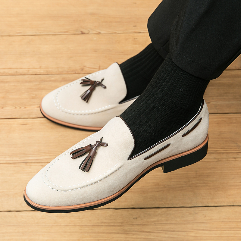 Giày Lười Da Lộn Phối Tua Rua Thời Trang Cao Cấp Cho Nam