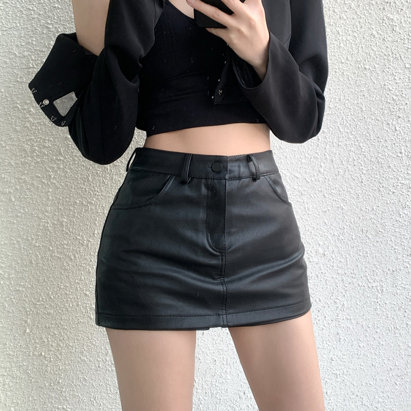 Chân Váy Da Lưng Cao Dáng Ôm Quyến Rũ Thời Trang retro Mỹ