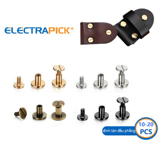 Clectrapick set 10 / 20 đinh tán đầu dẹt bằng đồng thau mạ vàng / bạc chuyên dụng trang trí đồ da / đinh tán