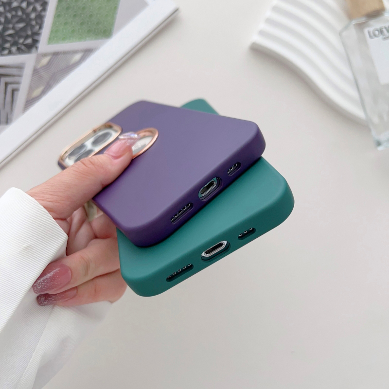 Ốp Điện Thoại Silicone Mềm Nhám Màu Trơn Chống Sốc / Rơi Vỡ / Vân Tay Có Vòng Đỡ Camera Cho iPhone 14 13 12 11 Pro Max 14 Plus