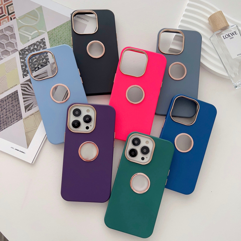 Ốp Điện Thoại Silicone Mềm Nhám Màu Trơn Chống Sốc / Rơi Vỡ / Vân Tay Có Vòng Đỡ Camera Cho iPhone 14 13 12 11 Pro Max 14 Plus