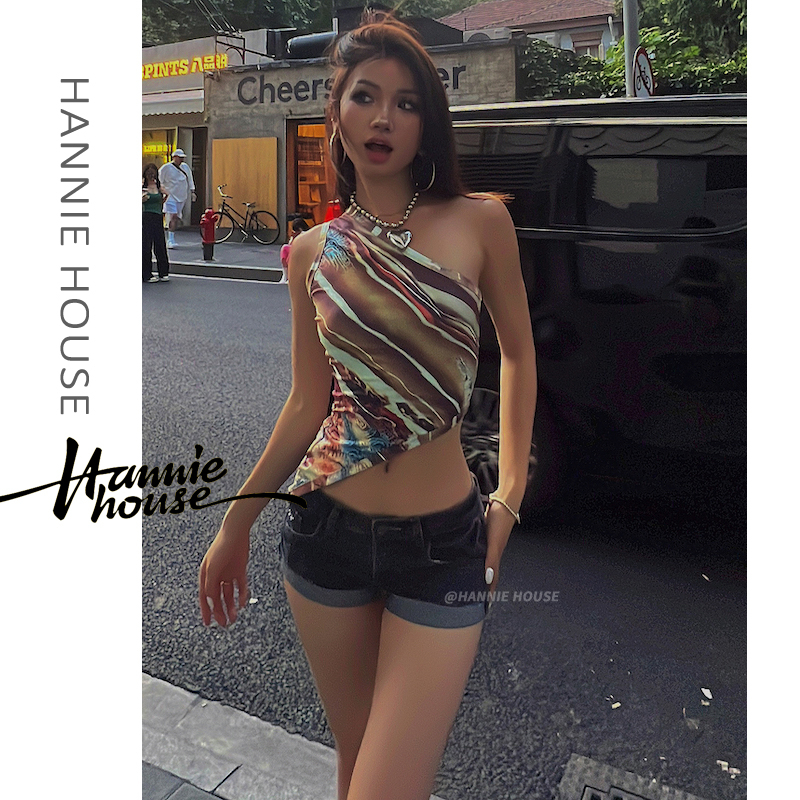 Áo Lửng Nữ Lệch Vai In Họa Tiết Thời Trang Mùa Hè