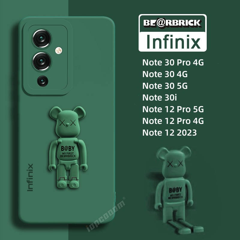 Vỏ đứng hình gấu dễ thương infinix note 30 pro 30i vip 12 2023 5g vỏ 4g màu rắn máy ảnh mềm vỏ silicon nguyên bản