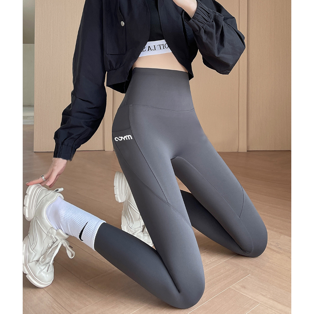 Quần Legging Thể Thao Lưng Cao Co Giãn Tốt Phối Túi Thời Trang Cho Nữ