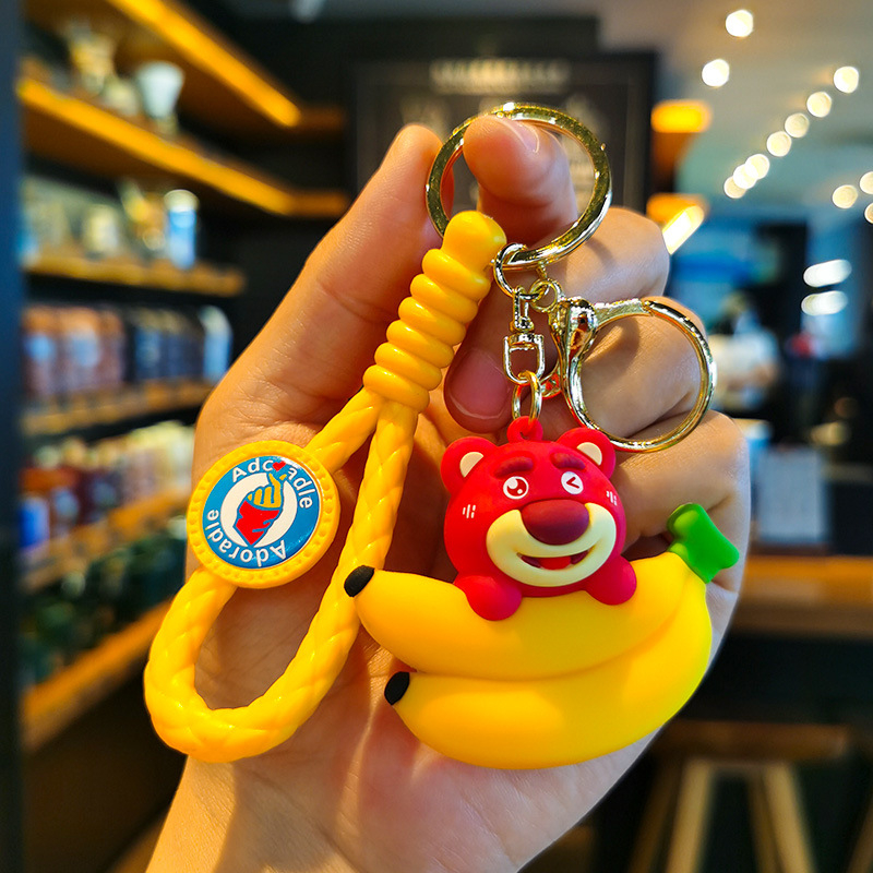 Móc Khóa Hình Gấu Dâu Tây Hoạt Hình Dễ Thương