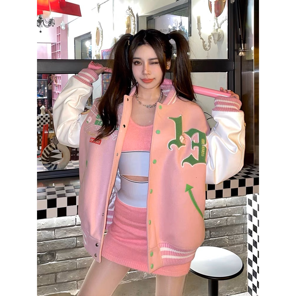 Áo Khoác Bóng Chày Thêu Họa Tiết Đường Phố Mỹ S15 Thời Trang Cá Tính