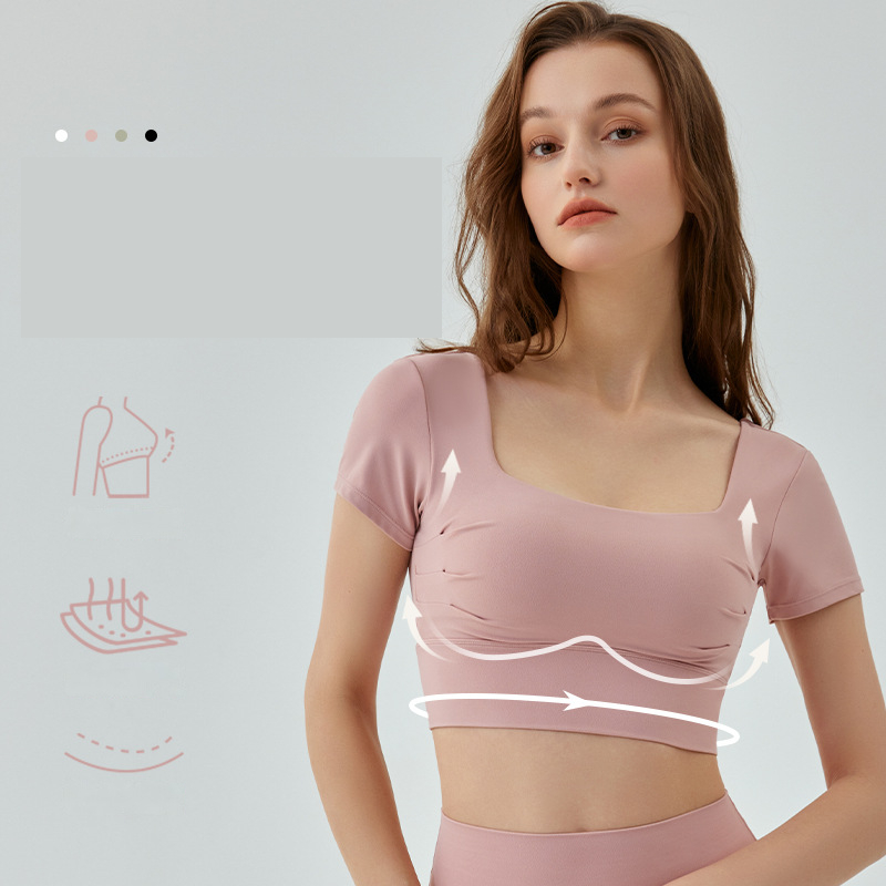 Hoppe fumeng Áo Ngực Thể Thao Ngắn Tay Hở Lưng Gợi Cảm