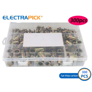 Clectrapick set 300 đai ốc thép carbon m3 m4 m5 m6 m8 m10 m12 đầu dẹt tiện dụng