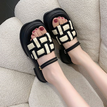 195.Xăng đan Đế Dày Thời Trang Mùa Hè Phong Cách Pháp Cho Nữ