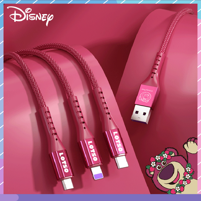 Dây Cáp Sạc Nhanh Ba Khớp Nối Disney 66W Bằng nylon Bện / Dài Đa Năng