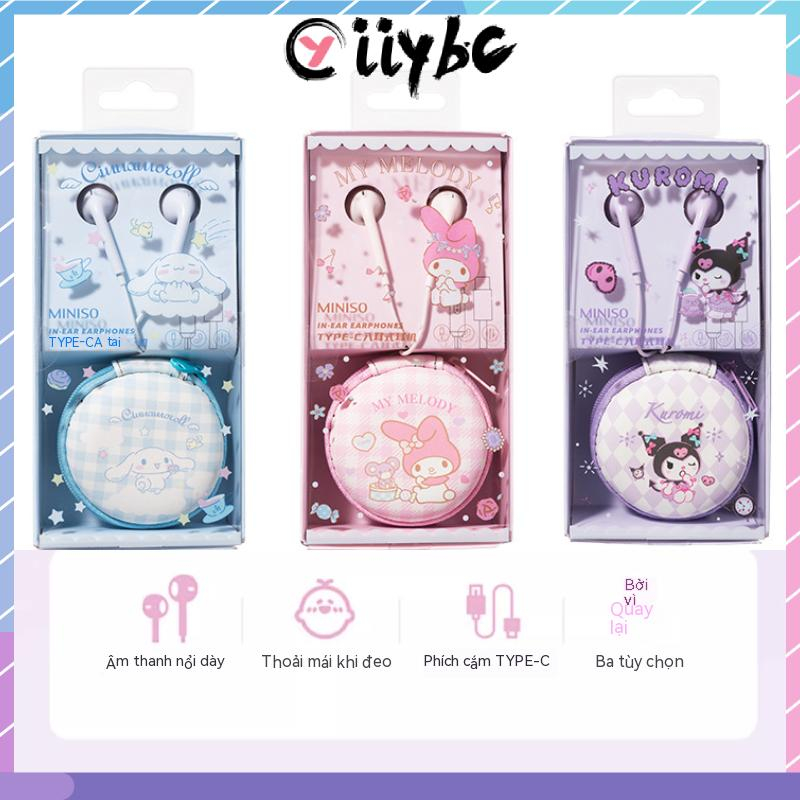Sanrio Joint Tai Nghe Nhét Tai TYPE-C Có Dây Nhiều Màu Kèm Túi Đựng Cho Điện Thoại / Máy Tính