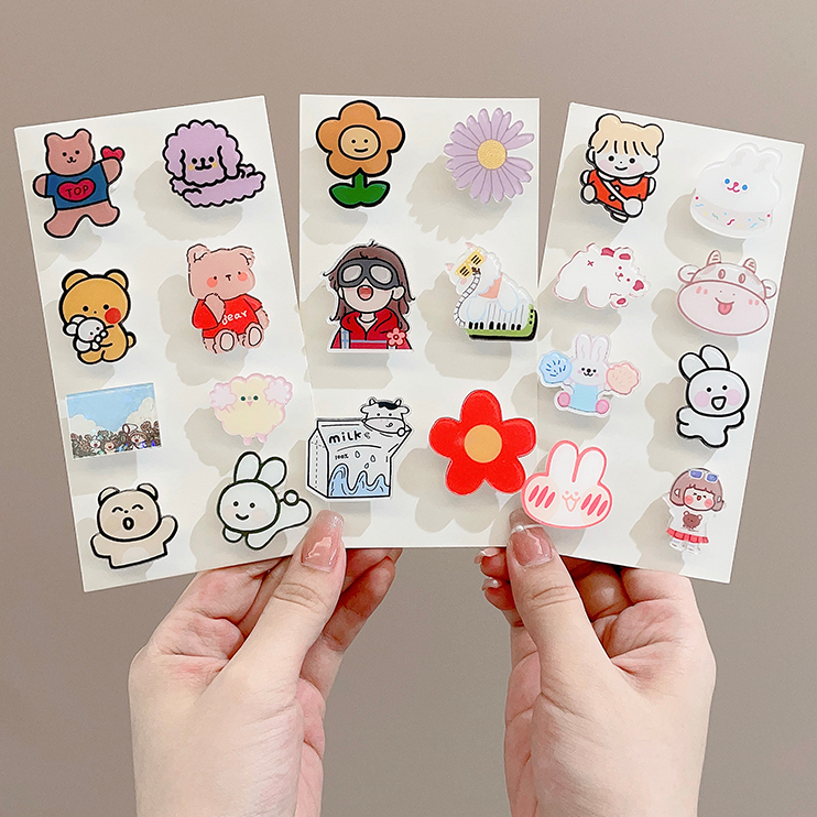 Set 4-10 Trâm Cài Áo Họa Tiết Hoạt Hình Phong Cách Hàn Quốc Xinh Xắn