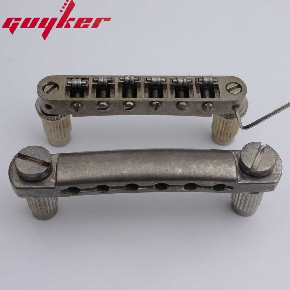 Ngựa Đàn Guitar Điện O-Matic LP SG + Thanh Dừng Đàn Có Mỏ Neo Và Đinh Tán Cho Les Paul SG Guitars Chrome Màu Vàng Đen