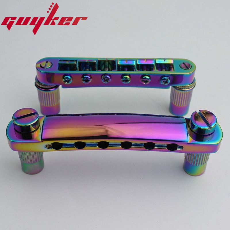 Ngựa Đàn Guitar Điện O-Matic LP SG + Thanh Dừng Đàn Có Mỏ Neo Và Đinh Tán Cho Les Paul SG Guitars Chrome Màu Vàng Đen