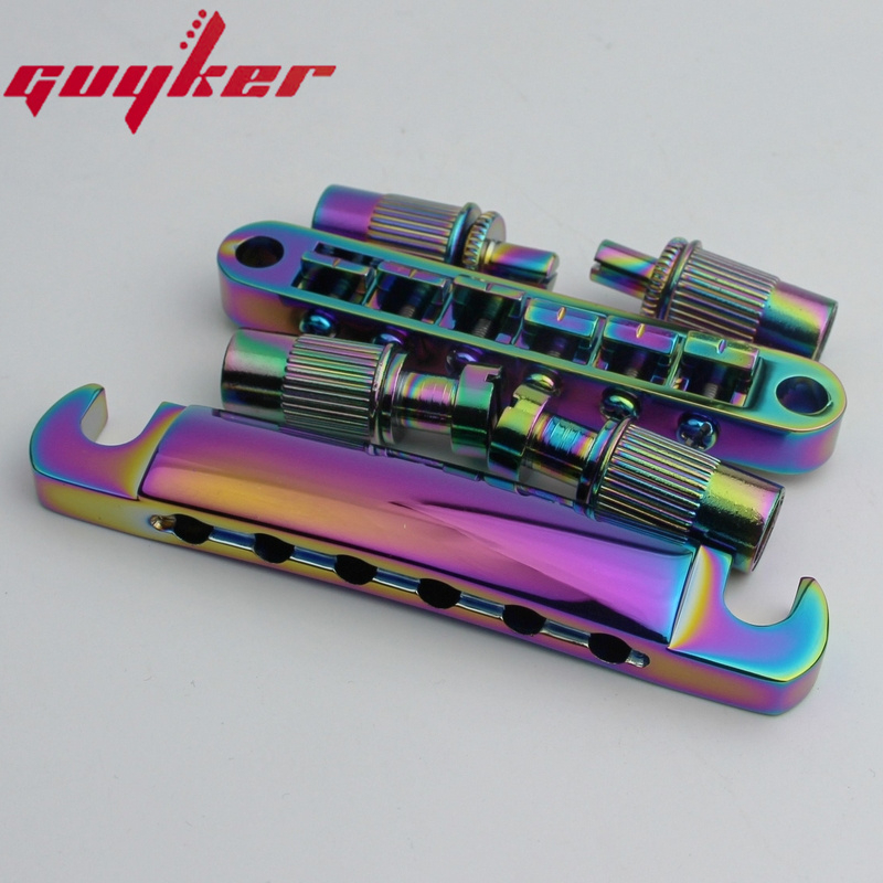 Ngựa Đàn Guitar Điện O-Matic LP SG + Thanh Dừng Đàn Có Mỏ Neo Và Đinh Tán Cho Les Paul SG Guitars Chrome Màu Vàng Đen