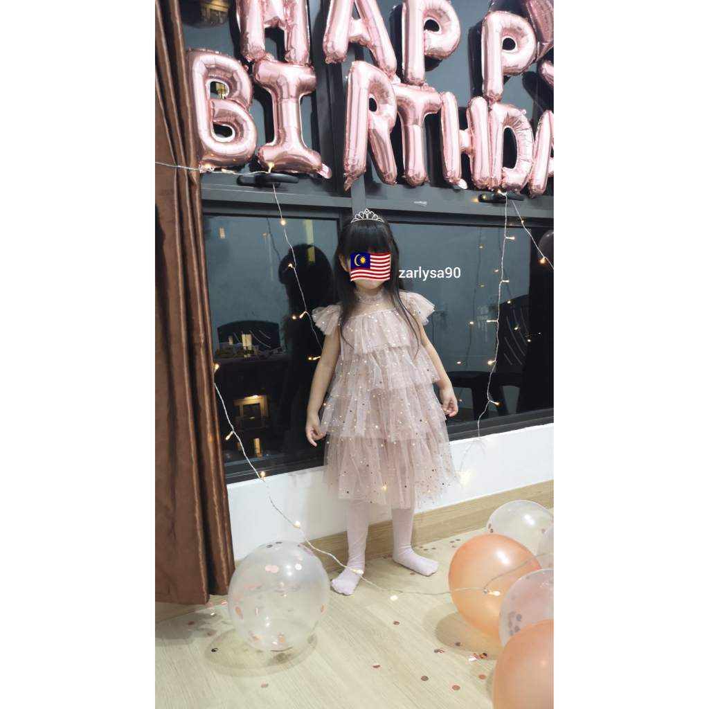 Váy công chúa không tay phối ren ngôi sao lấp lánh dành cho bé gái