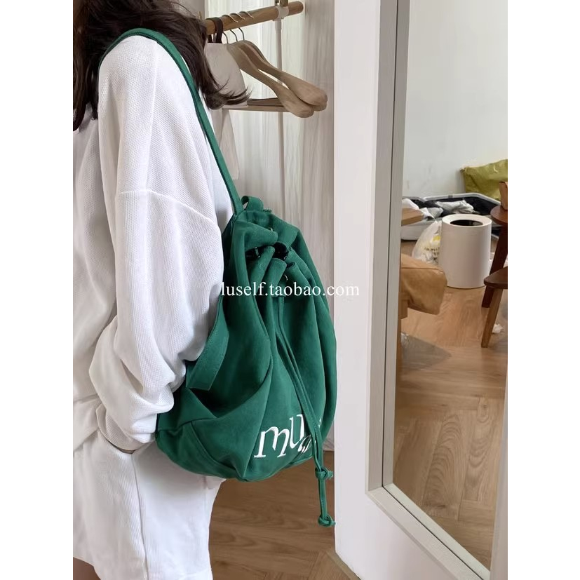 Balo rút dây AHA OFFICIAL cỡ lớn thêu chữ phong cách Nhật Hàn cao cấp