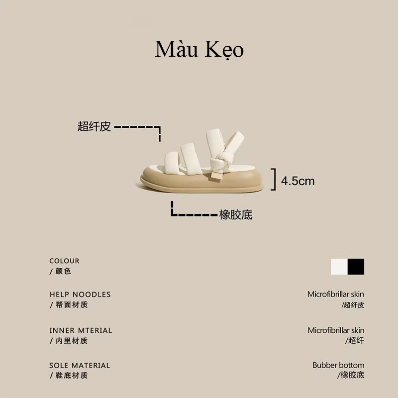 Màu dép sandal nữ đi chơi dép bánh mì đế cao dép quai giày đế cao dép ulzzang 2023NEW mẫu mới 27Z23062701