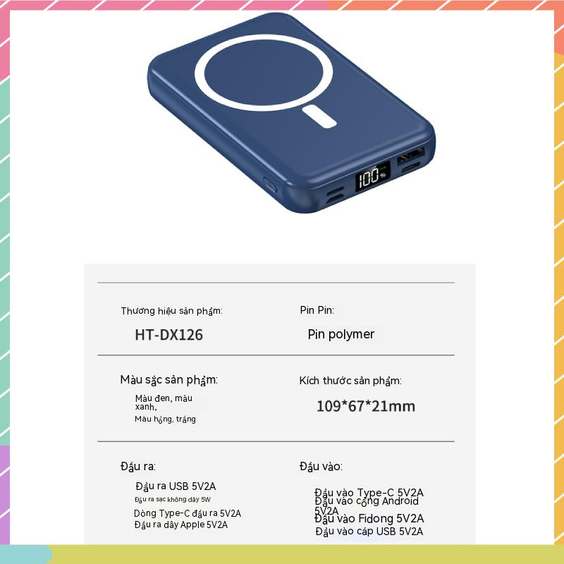 Cục Sạc Nhanh Không Dây 10000Mah Có Nam Châm